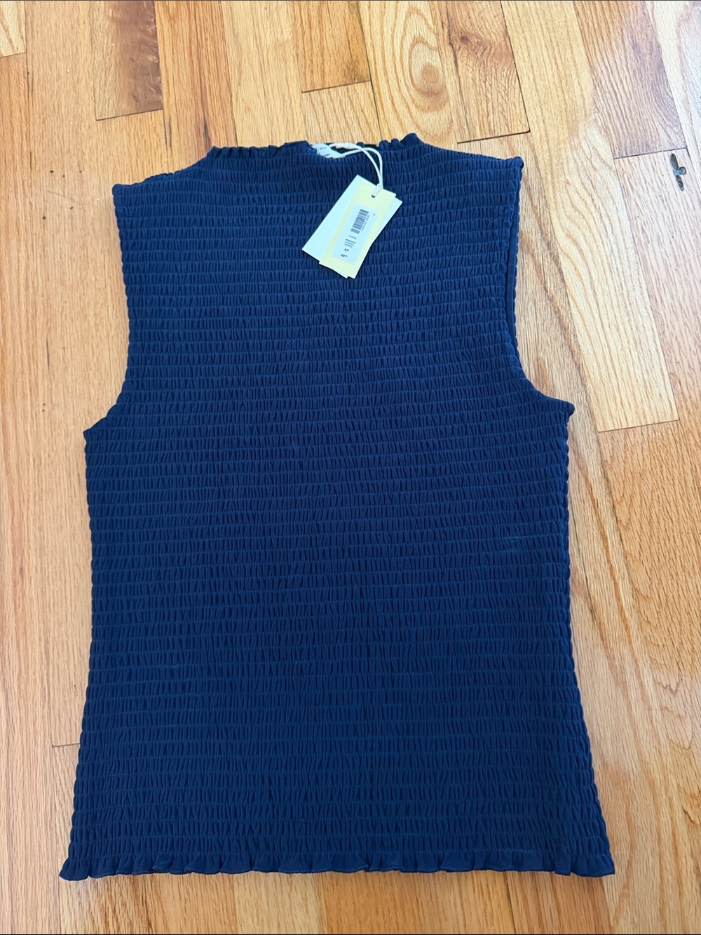 Aritzia Navy Smocked Sleeveless Tank